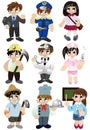 Cartoon people work icon set