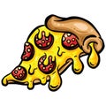 Cartoon Pepperoni Pizza Slice Illustration