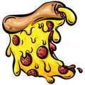 Cartoon Pepperoni Pizza Slice Illustration