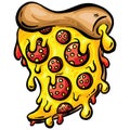 Cartoon Pepperoni Pizza Slice Illustration