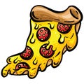 Cartoon Pepperoni Pizza Slice Illustration