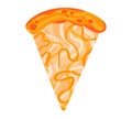 Cartoon pepperoni pizza slice with melting cheese. Delicious Italian fast food meal vector illustration