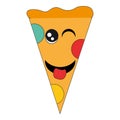 Cartoon Pepperoni Pizza slice. Vector illustration