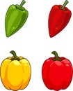 Cartoon Peppers Vegetable Food. Vector Hand Drawn Collection Set