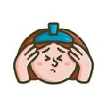 Cartoon person with headache pain vector illustration.