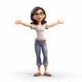 Comical 3d Cartoon Woman With Arms Spread Wide - Indian Pop Culture Style Royalty Free Stock Photo