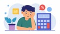 A cartoon of a person using a calculator to solve a math problem with the message Calculate Your Mental Health Resources