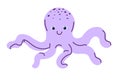 Cartoon personage of aquatic creature, octopus