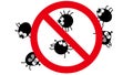 Cartoon pests in prohibition sign