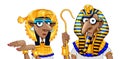 Cartoon Pharaoh and Cleopatra