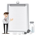 Cartoon pharmacist with blank board