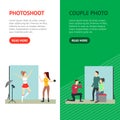 Cartoon Photo Studio Banner Vecrtical Set. Vector Royalty Free Stock Photo