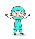 Cartoon Physician Joyful Expression Vector Illustration