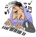 Cartoon pianist character playing the piano