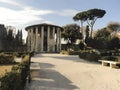 Cartoon picture of the ancient temples of Hercules in the center of Rome, Italy.