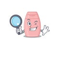 Cartoon picture of baby cream Detective using tools