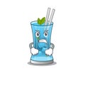 A cartoon picture of blue hawai cocktail showing an angry face
