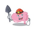 A cartoon picture of brain miner with tool and helmet