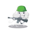 A cartoon picture of cloudy windy in Army style with machine gun