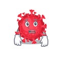 Cartoon picture of coronavirus substance showing anxious face