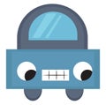 Cartoon picture of a cute car-robot, vector or color illustration