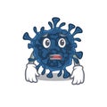 Cartoon picture of decacovirus showing anxious face