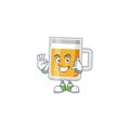 Cartoon picture of glass of beer make a call gesture