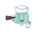 A cartoon picture of lipbalm Sailor using binocular Royalty Free Stock Photo