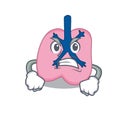 A cartoon picture of lung showing an angry face