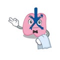 A cartoon picture of lung waiter with a white napkin