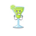 A cartoon picture of margarita cocktail showing an angry face