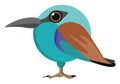 Cartoon picture of the blue roller bird, vector or color illustration