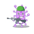A cartoon picture of mycobacterium in Army style with machine gun Royalty Free Stock Photo