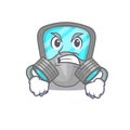 A cartoon picture of respirator mask showing an angry face