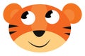Cartoon picture of the face of a smiling tiger, vector or color illustration