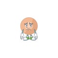 Cartoon picture of rounded bandage with worried face