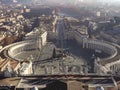 Cartoon picture of Saint Peter\'s Square from the top of Michelangelo\'s dome in Vatican.