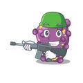 A cartoon picture of shigella in Army style with machine gun Royalty Free Stock Photo