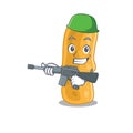 A cartoon picture of shigella flexneri in Army style with machine gun Royalty Free Stock Photo