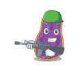 A cartoon picture of shigella sp. bacteria in Army style with machine gun Royalty Free Stock Photo