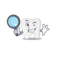 Cartoon picture of tooth Detective using tools Royalty Free Stock Photo