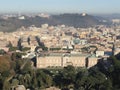 Cartoon picture of Vatican art gallery and panoramic view from Saint Peter\'s cathedral in Rome, Italy.