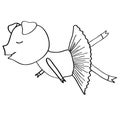 Cartoon pig ballet dancer coloring Royalty Free Stock Photo