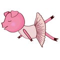 Cartoon pig ballet dancer Royalty Free Stock Photo