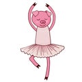 Cartoon pig ballet dancer Royalty Free Stock Photo