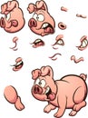 Cartoon pig with different poses and expressions