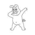 cartoon pig is doing dubbing line art