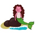 Cartoon pig mermaid Royalty Free Stock Photo