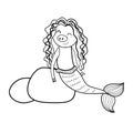 Cartoon pig mermaid coloring Royalty Free Stock Photo