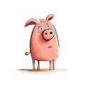 Minimalist Cartoon Pig In Avocadopunk Style Royalty Free Stock Photo